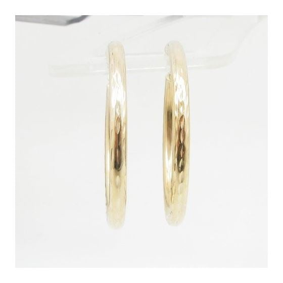 10k Yellow Gold earrings Plain hoop AGBE46 2