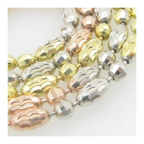 Ladies .925 Italian Sterling Silver Tri Color Ball Bar Link Chain Length - 16 inches Width - 2.5mm 2