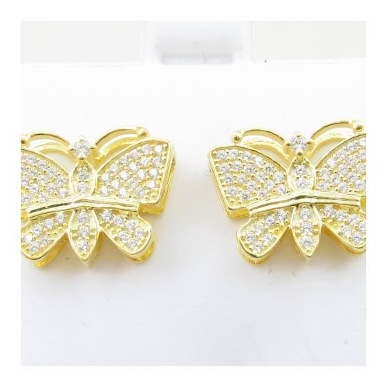 Womens .925 sterling silver Yellow butterfly earring 3 MLCZ274 4mm thick and 15mm wide Size 2