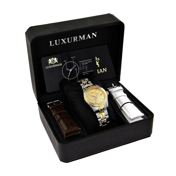 Tribeca Ladies 18k White Yellow Gold Plated Two-Tone Diamond Watch by Luxurman 4