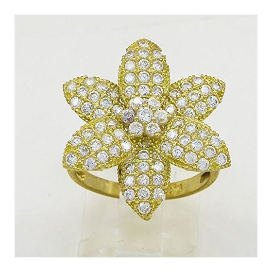 10K Yellow Gold womens flower ring ASVJ20 2