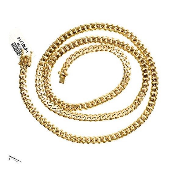 "14K YELLOW Gold MIAMI CUBAN SOLID CHAIN - 32"" Long 7.2X2.5MM Wide 2"