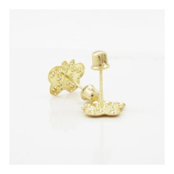 14K Yellow gold Thin butterfly cz stud earrings for Children/Kids web416 4