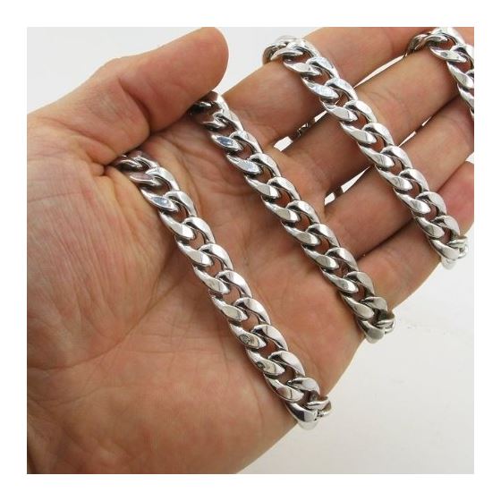 "Sterling silver white miami cuban link HOLLOW chain 32"" 10MM SB93 32 inches long and 10mm wide 4"