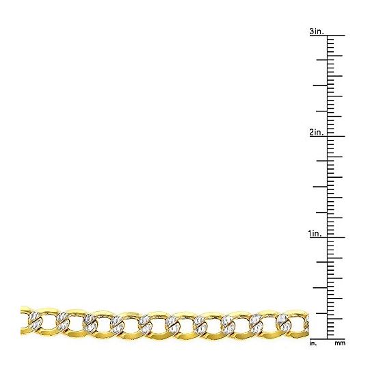 "10K Yellow Gold 7mm wide 24"" long diamond cut Curb Cuban Italy Chain Necklace with Lobster Clasp G