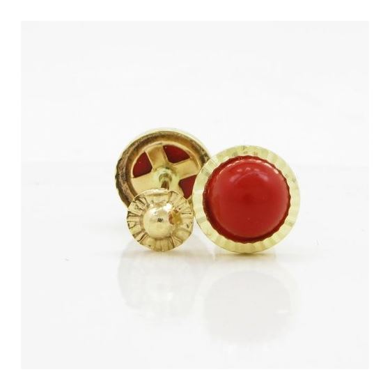 14K Yellow gold Round flower pearl stud earrings for Children/Kids web215 2