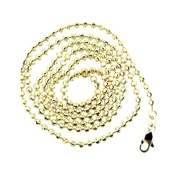 14K YELLOW Gold SOLID MOON CUT Chain - 24 Inches Long 2.5MM Wide 2