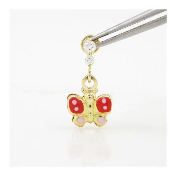 14K Yellow gold Butterfly cz chandelier earrings for Children/Kids web383 2