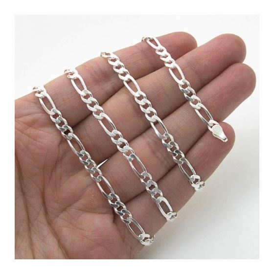 Silver Figaro link chain Necklace BDC89 4