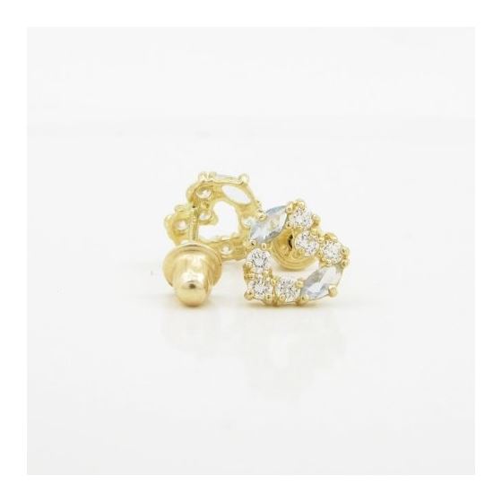 14K Yellow gold Heart fancy cz stud earrings for Children/Kids web441 2