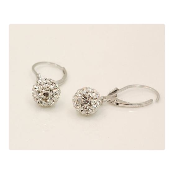 "Designer Pave Disco Ball Dangle Sterling Silver Earrings ST01