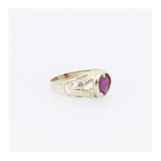 10k Yellow Gold Syntetic red gemstone ring ajjr73 Size: 2.25 4