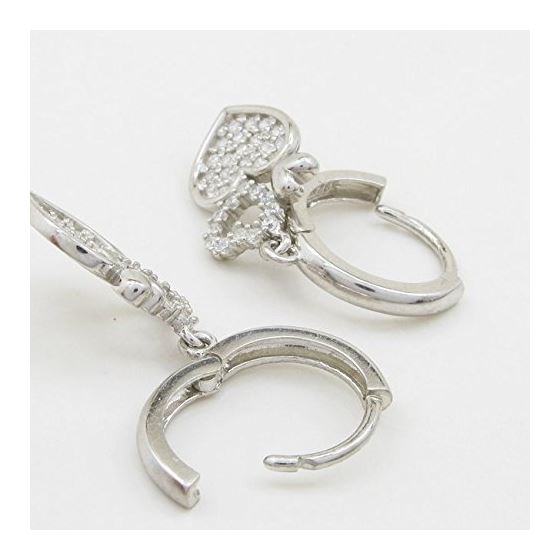 Womens Sterling silver triple heart fancy cz chandelier earring Silver4 4