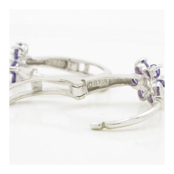 14K White gold Flower cz hoop earrings for Children/Kids web358 4