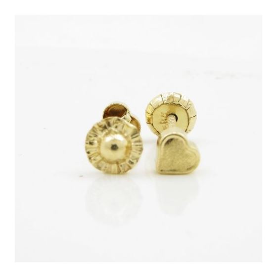 14K Yellow gold Plain heart stud earrings for Children/Kids web220 2