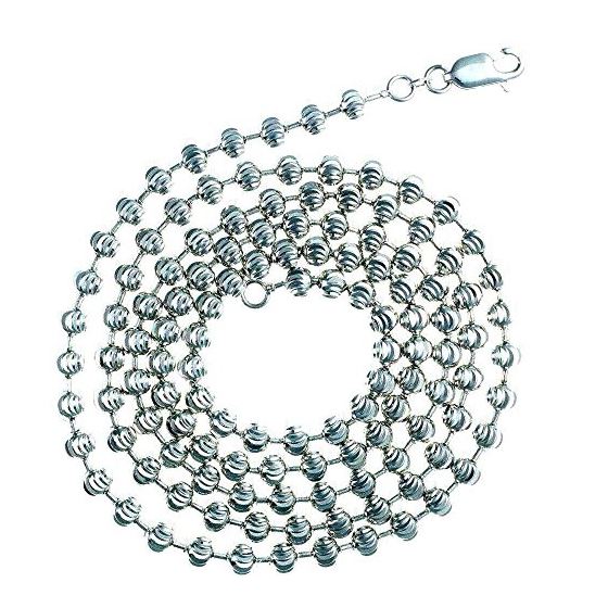 "10K WHITE Gold MOON CUT SOLID CHAIN - 30"" Long 5.00MM Wide 2"