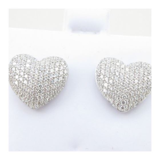 Womens .925 sterling silver White heart earring 5mm thick and 13mm wide 2