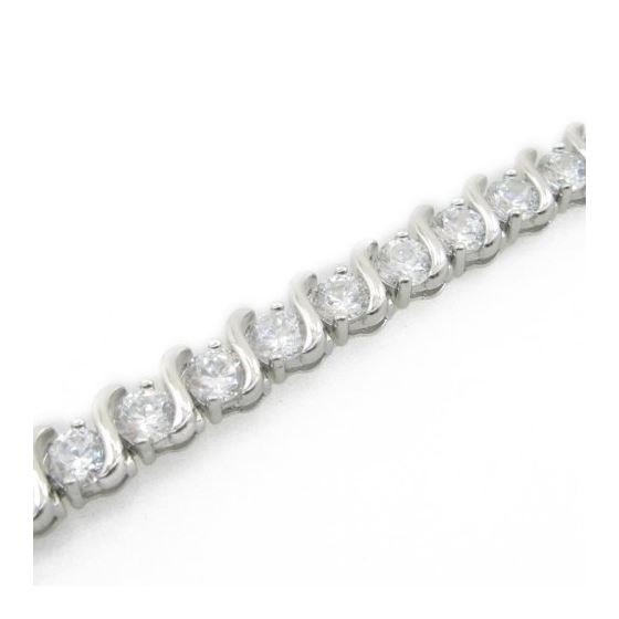 Ladies .925 Italian Sterling Silver round fancy cz bracelet Length - 7.5 inches Width - 7mm 4