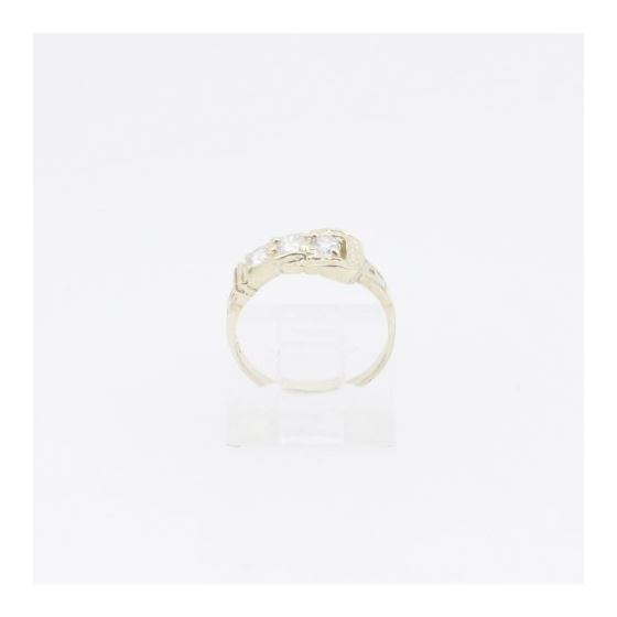 10k Yellow Gold Syntetic white gemstone ring ajjr34 Size: 4 2