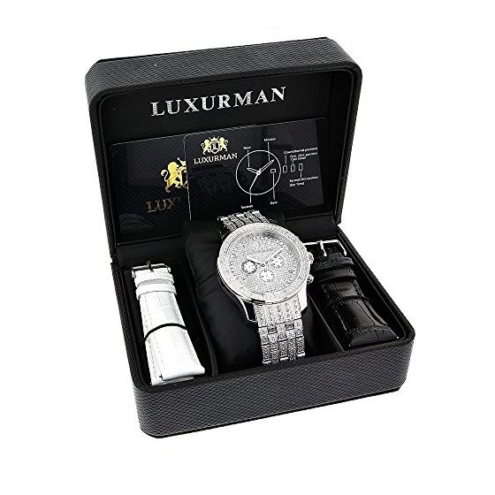 Iced Outlarge Mens Genuine Diamond Raptor Watch by LUXURMAN 1 Carat MOP Subdials 4