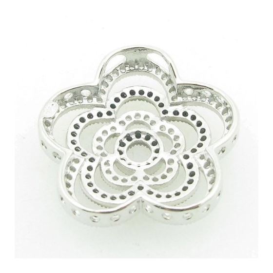 Ladies .925 Italian Sterling Silver black and white quad flower pendant 25mm 4