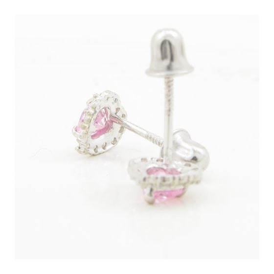 14K White gold Heart cz stud earrings for Children/Kids web252 4