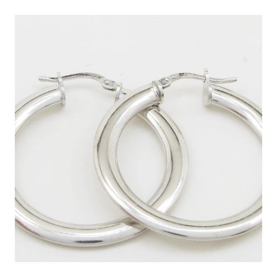 Round silver diamond cut hoop earring SB76 34mm tall and 33mm wide 2