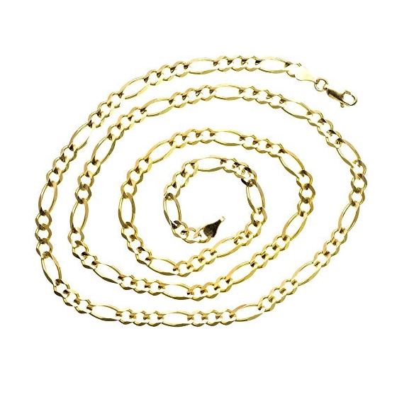 14K YELLOW Gold SOLID FIGARO Chain - 24 Inches Long 4.5MM Wide 2