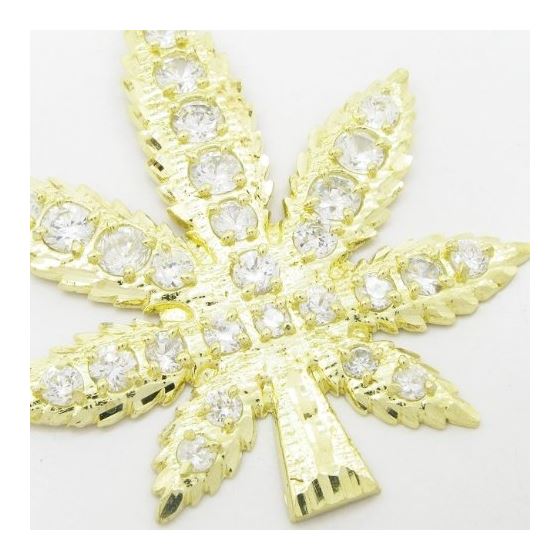 Mens 10k Yellow gold White gemstone marijuana leaf charm EGP66 IJAMEGP66 2