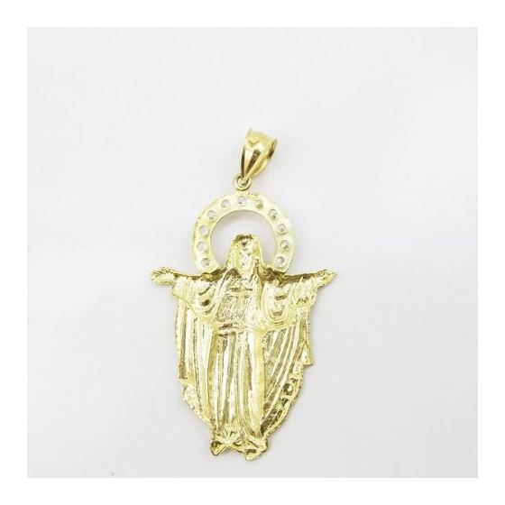 Mens 10k Yellow gold White gemstone jesus charm EGP30 4