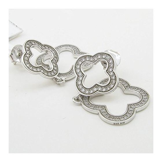 Womens Dual flower link cz chandelier earring Silver25 4