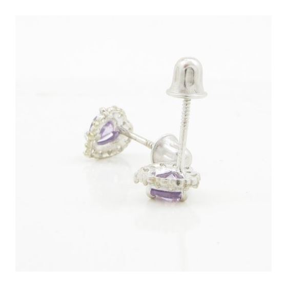 14K White gold Heart cz stud earrings for Children/Kids web254 4