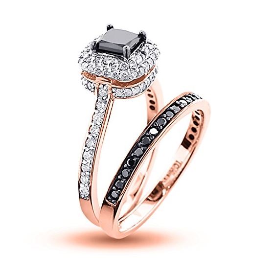 10K White Black 1.2 Ctw Diamonds Unique Bridal E-2