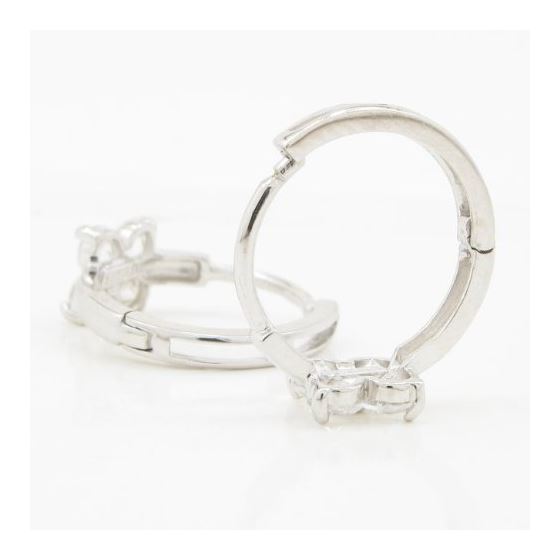 14K White gold Fower cz hoop earrings for Children/Kids web314 4