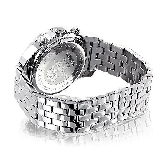 Mens Wristwatches Luxurman Mens Diamond Watch 0.25ct Stainless Steel Case Band 2