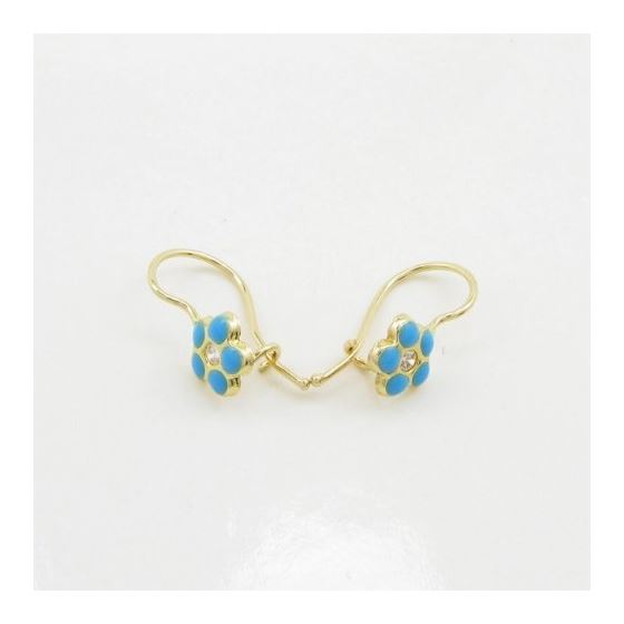 14K Yellow gold Flower cz hoop earrings for Children/Kids web30 2