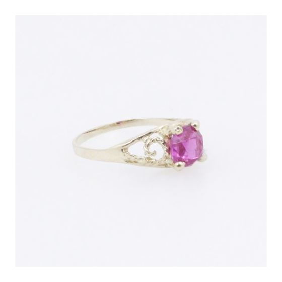 10k Yellow Gold Syntetic pink gemstone ring ajr15 Size: 4.25 4