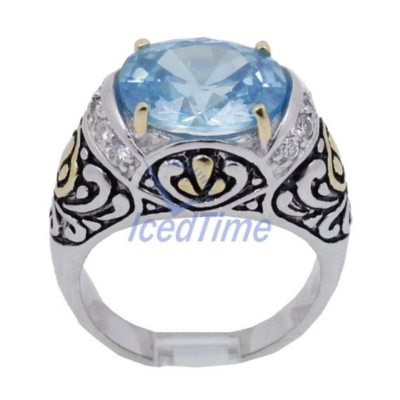 "Ladies .925 Italian Sterling Silver Baby blue synthetic gemstone ring SAR8 6
