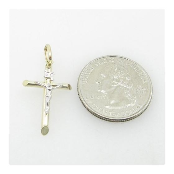 Mens 10K Solid Yellow Gold white jesus cross Length - 1.26 inches Width - 16mm 4