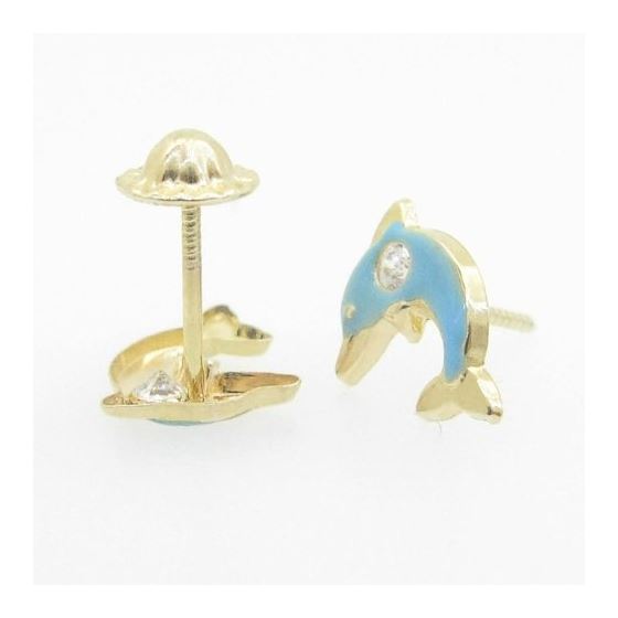 "14K Gold Earrings heart star flower dolphin penguin for Childeren