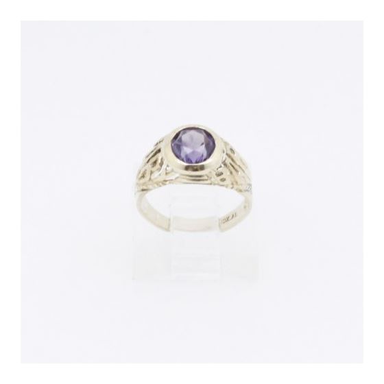 10k Yellow Gold Syntetic purple mother gemstone ring ajr20 Size: 2.5 2