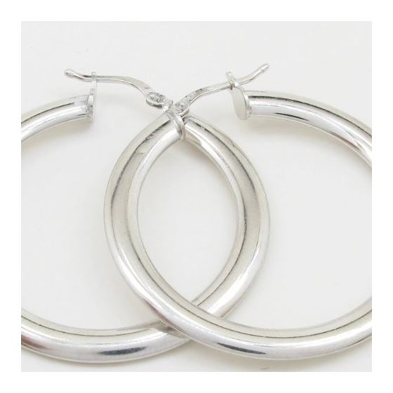 Round silver diamond cut hoop earring SB74 40mm tall and 37mm wide 2