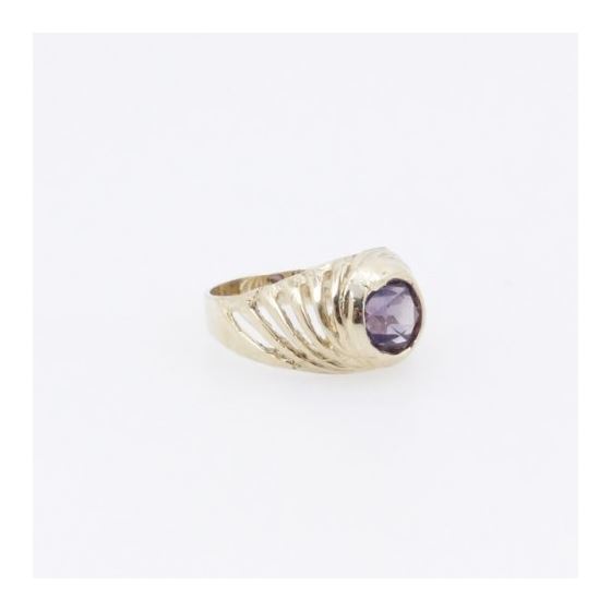 10k Yellow Gold Syntetic purple gemstone ring ajjr51 Size: 2 4