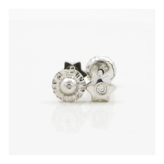 14K White gold Star cz stud earrings for Children/Kids web193 2