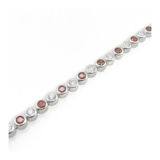 Ladies .925 Italian Sterling Silver white and red cz bracelet 4