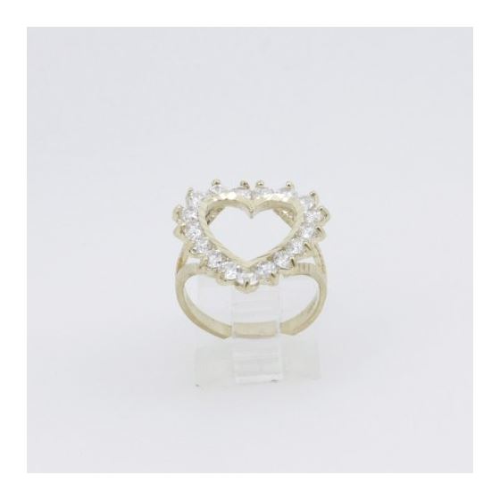 10k Yellow Gold Syntetic white heart gemstone ring ajr46 Size: 7 2