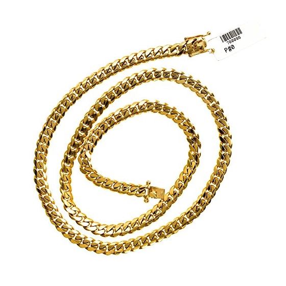 "14K YELLOW Gold MIAMI CUBAN SOLID CHAIN - 28"" Long 8X3MM Wide 2"