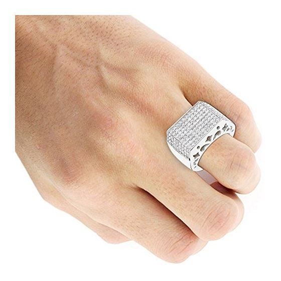 Mens Ring 14K Gold Pave Diamond Band 4Ctw (White-4