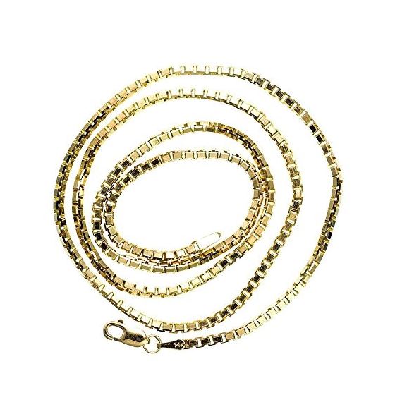 14K YELLOW Gold SOLID BOX CHAIN BEVELED Chain - 18 Inches Long 1.8MM Wide 2