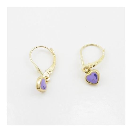 14K Yellow gold Heart chandelier earrings for Children/Kids web466 4